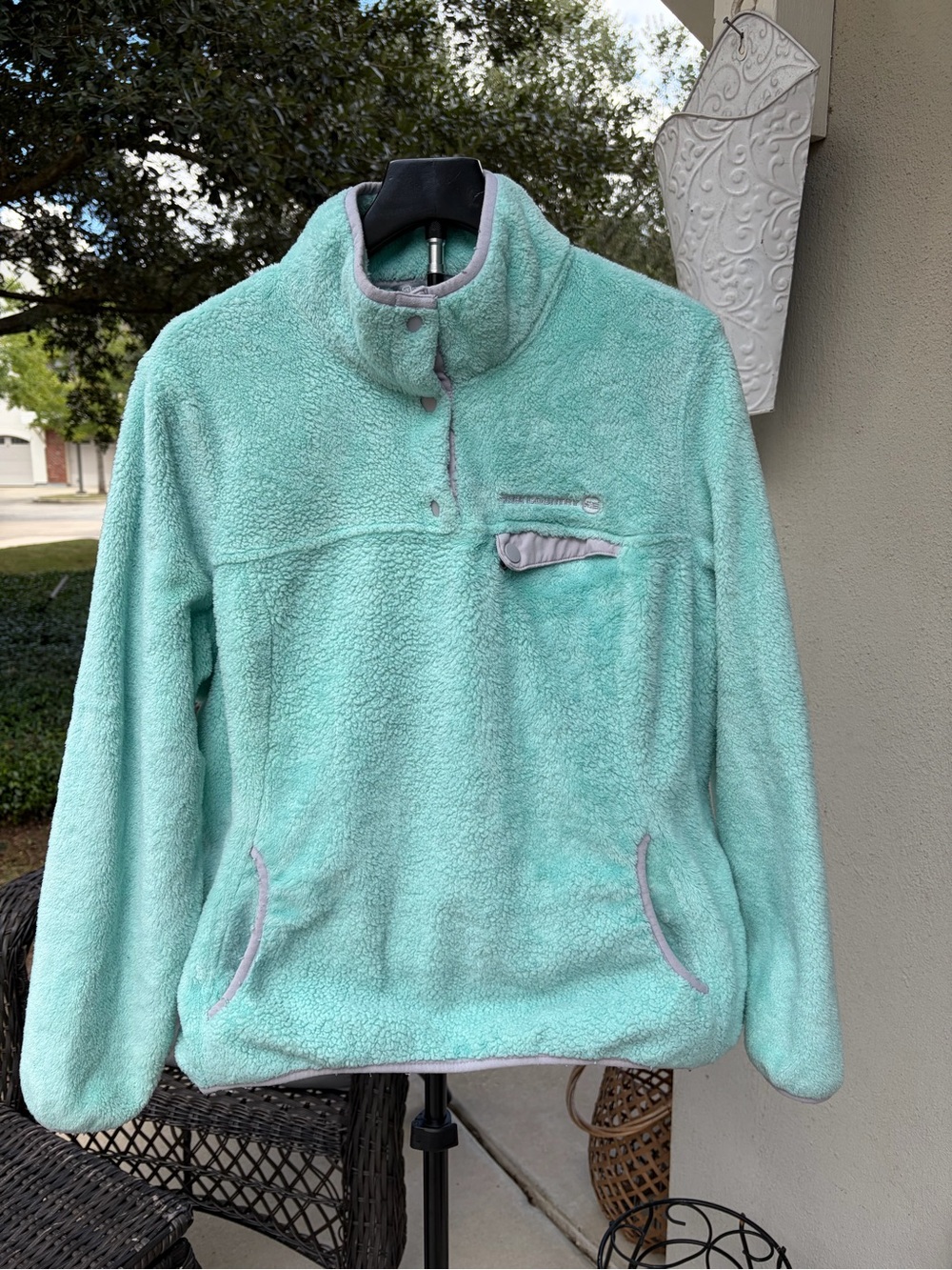 Free Country Mint Green Sherpa Pullover with Snap Placket